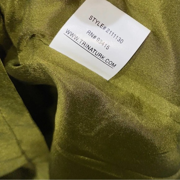 Trina Turk LA Silk Women's Olive Belted Pullover Sequin Sheath Midi dress size 4 - Picture 4 of 4